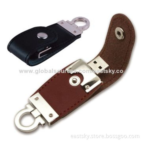Leather Pen Drive ESU-L03, Cheap Price with Leather Case, Warranty Free for 2 Years, 64MB to 32GB